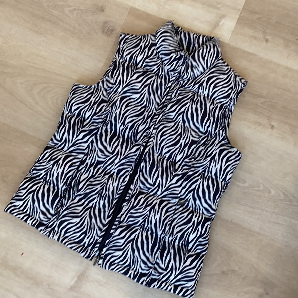 Zebra print puffer vest